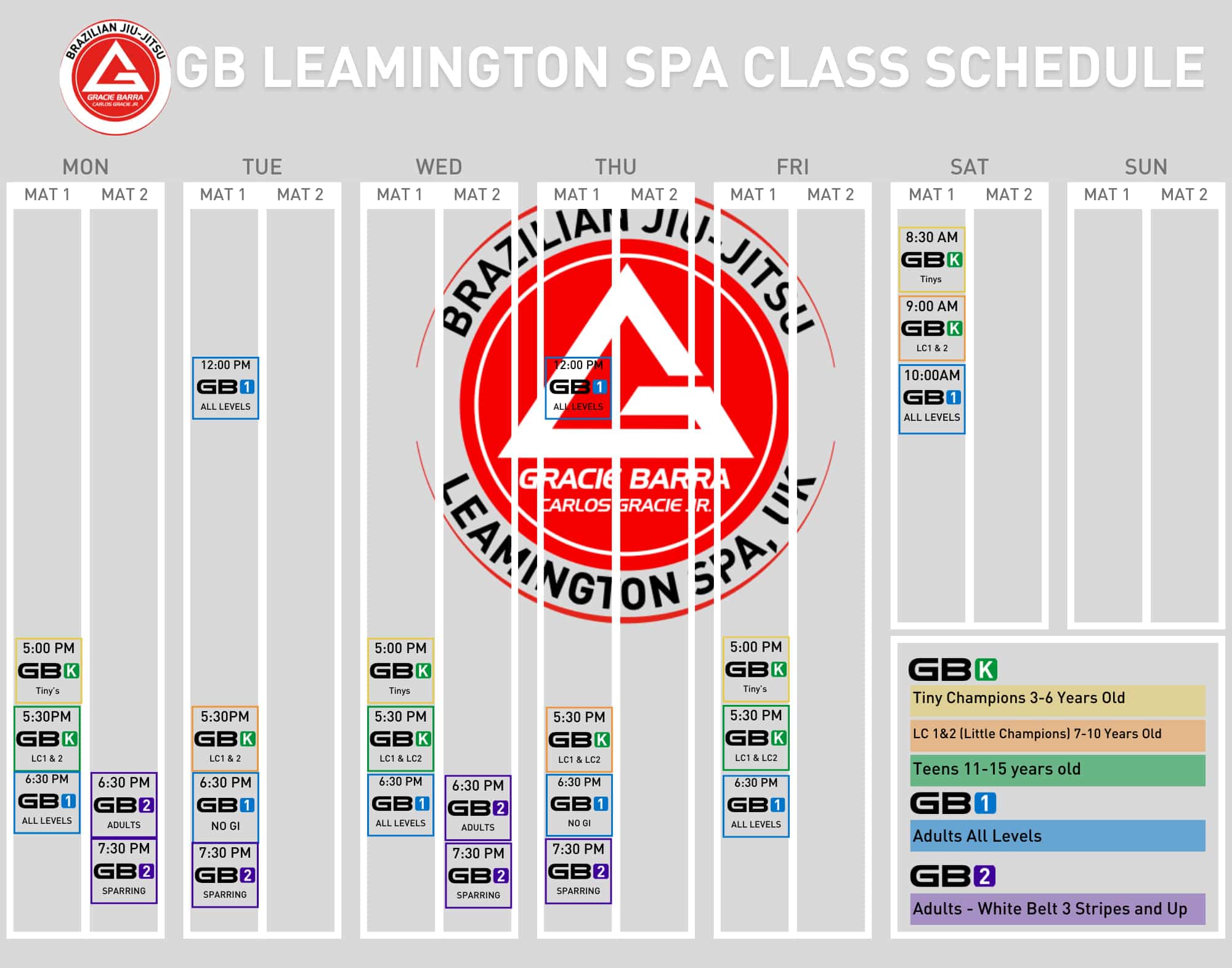 Gracie Barra Leamington Spa Class Schedule